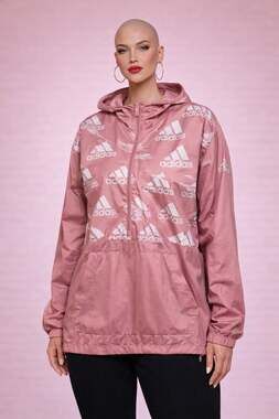 Adidas Pink Logo Print Half Zip Windbreaker Jacket XL